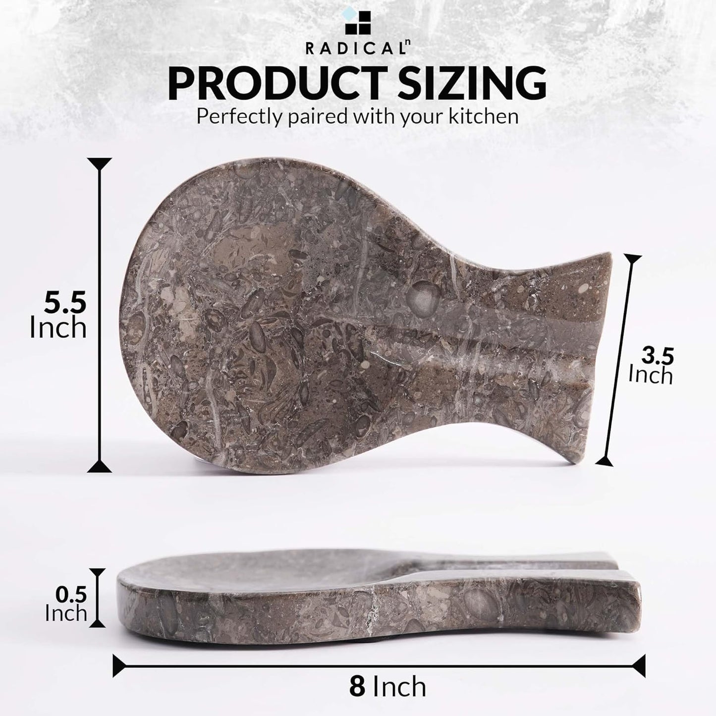 Marble Spoon Rest for Stove Top 8" Inches Black Handmade Spoon Holder For Kitchen Utensils, Ideal Heat-Resistant Cooking Utensil Rest, Modern Farmhouse Kitchen Décor