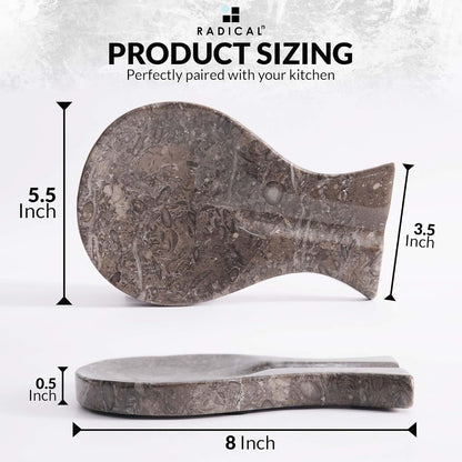 Marble Spoon Rest for Stove Top 8" Inches Black Handmade Spoon Holder For Kitchen Utensils, Ideal Heat-Resistant Cooking Utensil Rest, Modern Farmhouse Kitchen Décor