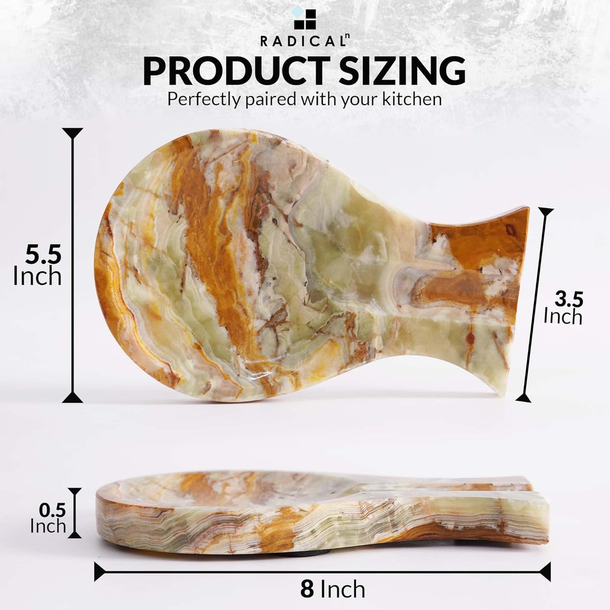 Marble Spoon Rest for Stove Top 8" Inches Black Handmade Spoon Holder For Kitchen Utensils, Ideal Heat-Resistant Cooking Utensil Rest, Modern Farmhouse Kitchen Décor