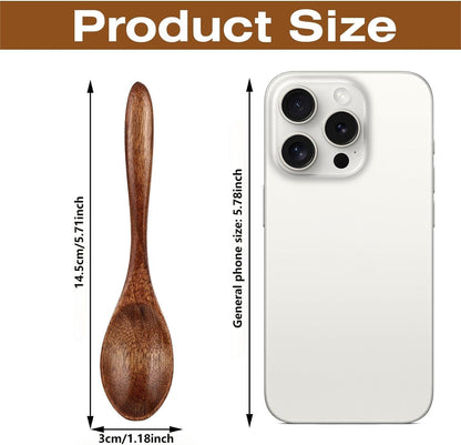 7 Pcs Small Wooden Spoons of 5.71 Inch - Honey Spoon for Tea, Eating Spoons & Mini Serving for Coffee, Tea Jar, Condiment