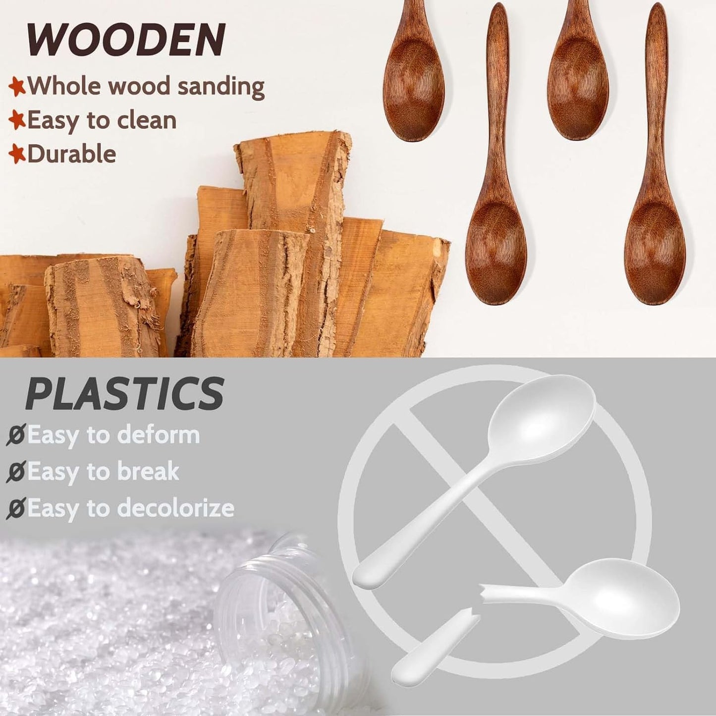 7 Pcs Small Wooden Spoons of 5.71 Inch - Honey Spoon for Tea, Eating Spoons & Mini Serving for Coffee, Tea Jar, Condiment