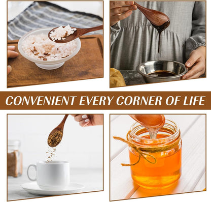 7 Pcs Small Wooden Spoons of 5.71 Inch - Honey Spoon for Tea, Eating Spoons & Mini Serving for Coffee, Tea Jar, Condiment