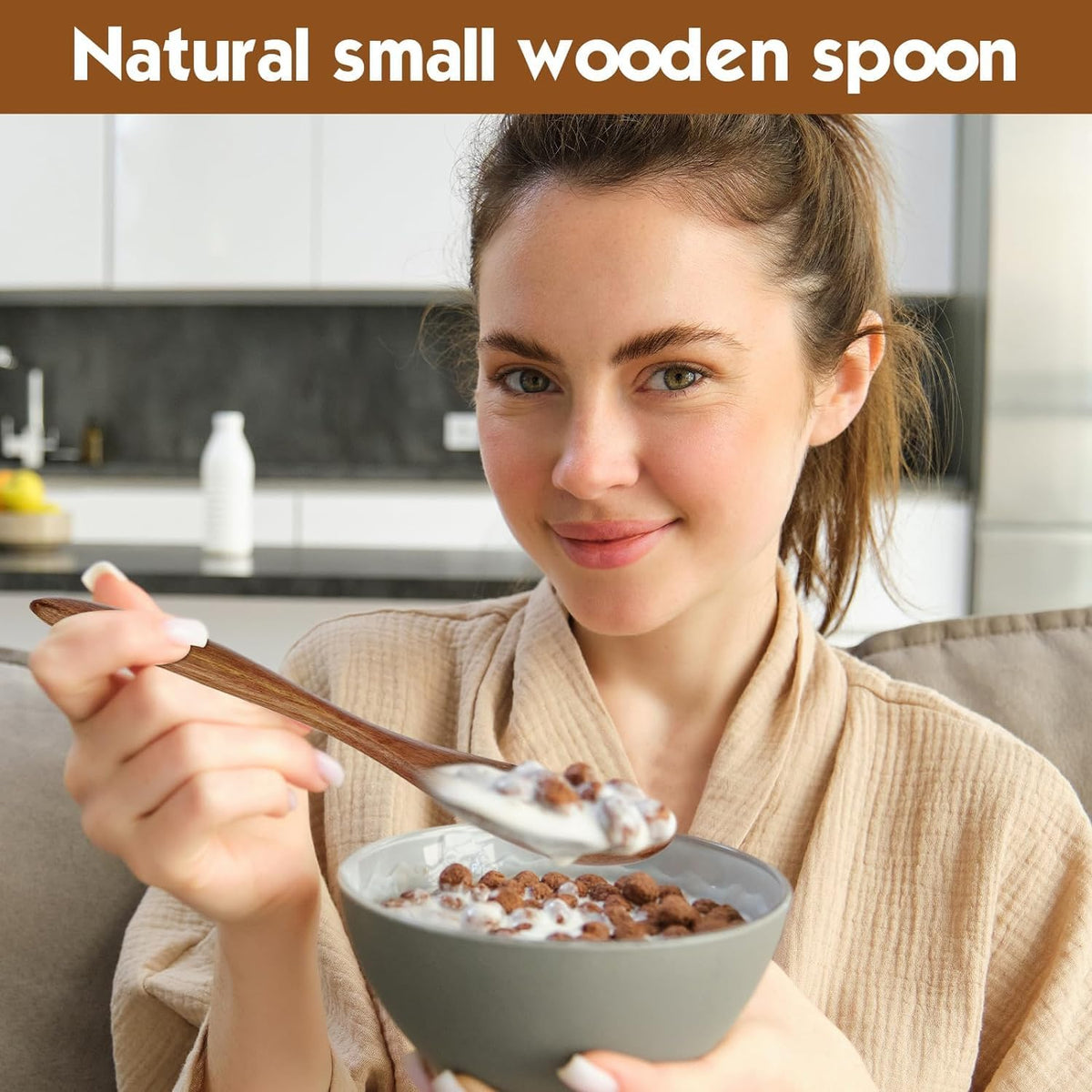 7 Pcs Small Wooden Spoons of 5.71 Inch - Honey Spoon for Tea, Eating Spoons & Mini Serving for Coffee, Tea Jar, Condiment