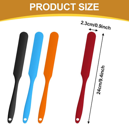 4 Pcs Jar Spatula, Purple/Pink/Green/Yellow | Long Handle, Sourdough Scraper for Jars, Baking & Cake Icing, Cream, Butter & Batter Kitchen Tool Set, Non-Slip Grip