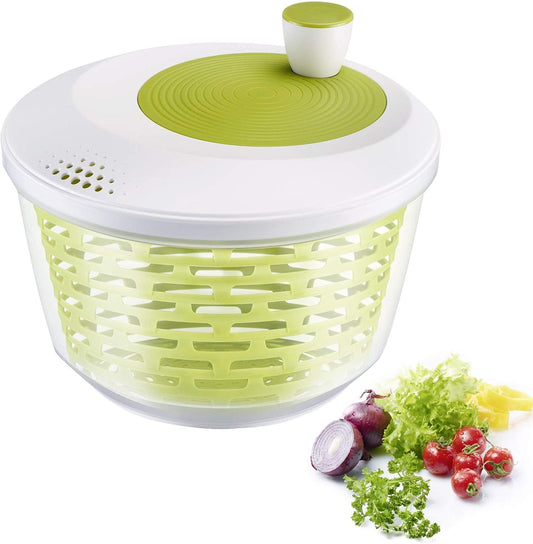 Salad Spinner, Capacity: 4.4 litres, ø 23.5 cm, Plastic, BPA-Free, Spinderella, Colour: Transparent/White/Green, 243022E1