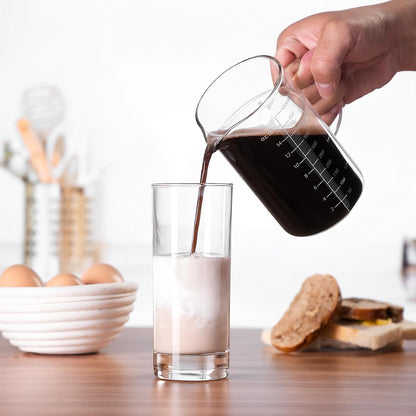 Glass Measuring Cup, 500ML (18OZ, 2 Cups), with Three Scales | V-Shaped Mouth Measuring Cup, High Borosilicate Glass Liquid Measuring Cups, Suitable for Kitchen and Restaurant.