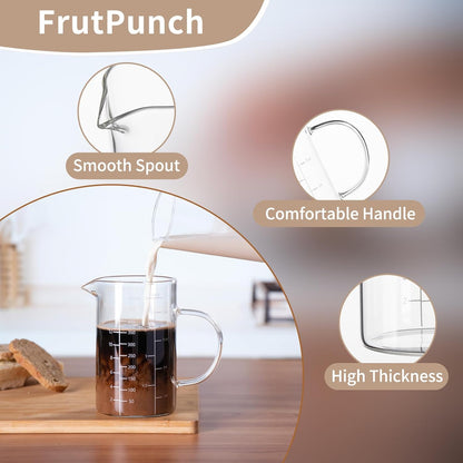 Glass Measuring Cup, 500ML (18OZ, 2 Cups), with Three Scales | V-Shaped Mouth Measuring Cup, High Borosilicate Glass Liquid Measuring Cups, Suitable for Kitchen and Restaurant.