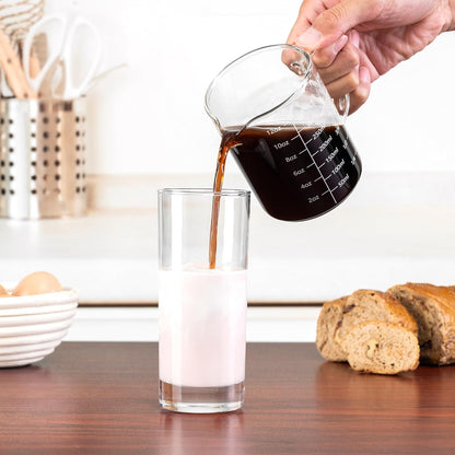 Glass Measuring Cup, 500ML (18OZ, 2 Cups), with Three Scales | V-Shaped Mouth Measuring Cup, High Borosilicate Glass Liquid Measuring Cups, Suitable for Kitchen and Restaurant.