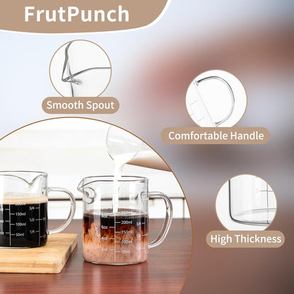 Glass Measuring Cup, 500ML (18OZ, 2 Cups), with Three Scales | V-Shaped Mouth Measuring Cup, High Borosilicate Glass Liquid Measuring Cups, Suitable for Kitchen and Restaurant.
