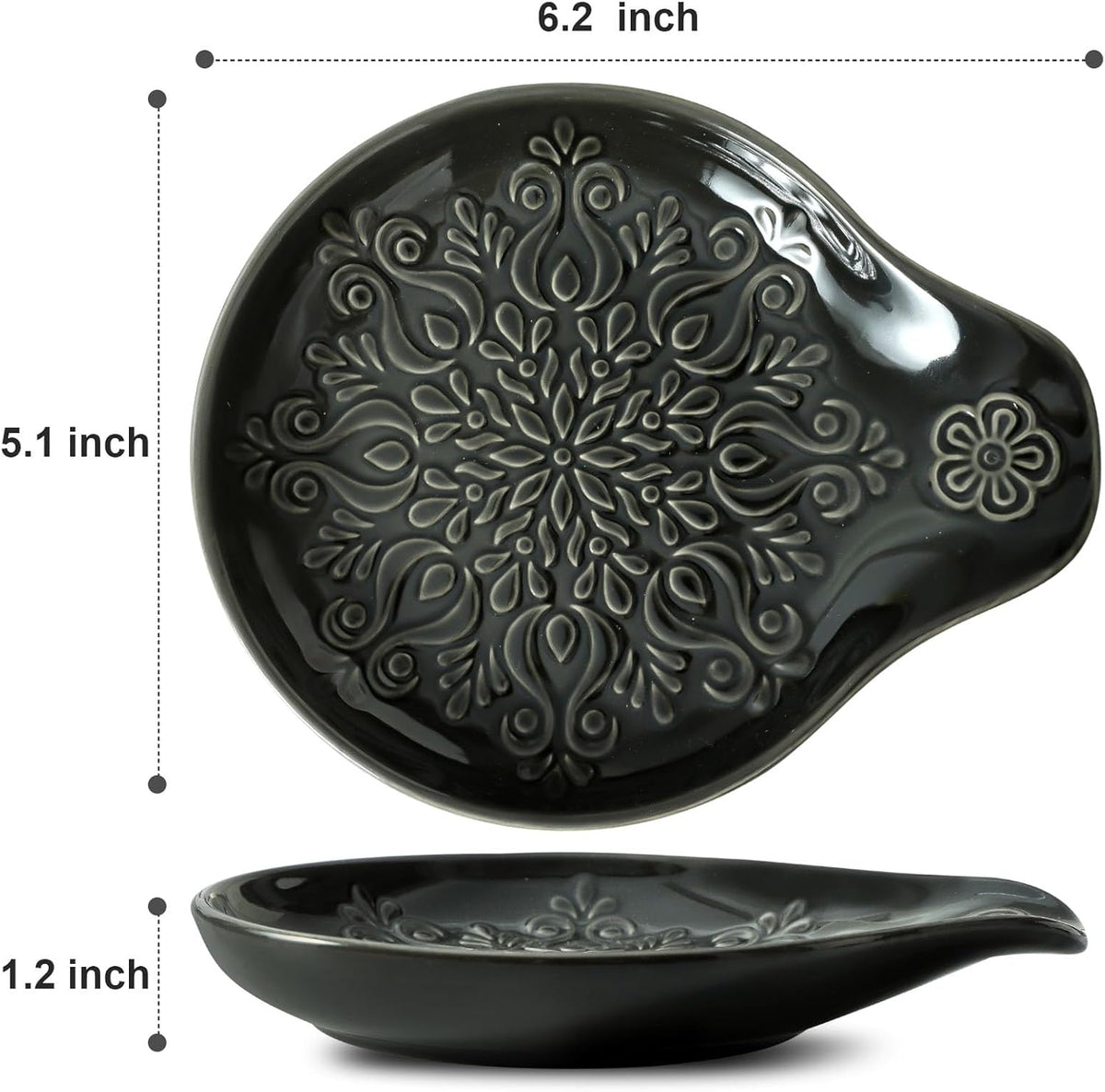 Farmhouse Ceramic Spoon Rests Holder for Kitchen Counter Stove Top (White-A1)