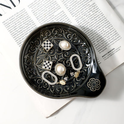 Farmhouse Ceramic Spoon Rests Holder for Kitchen Counter Stove Top (White-A1)