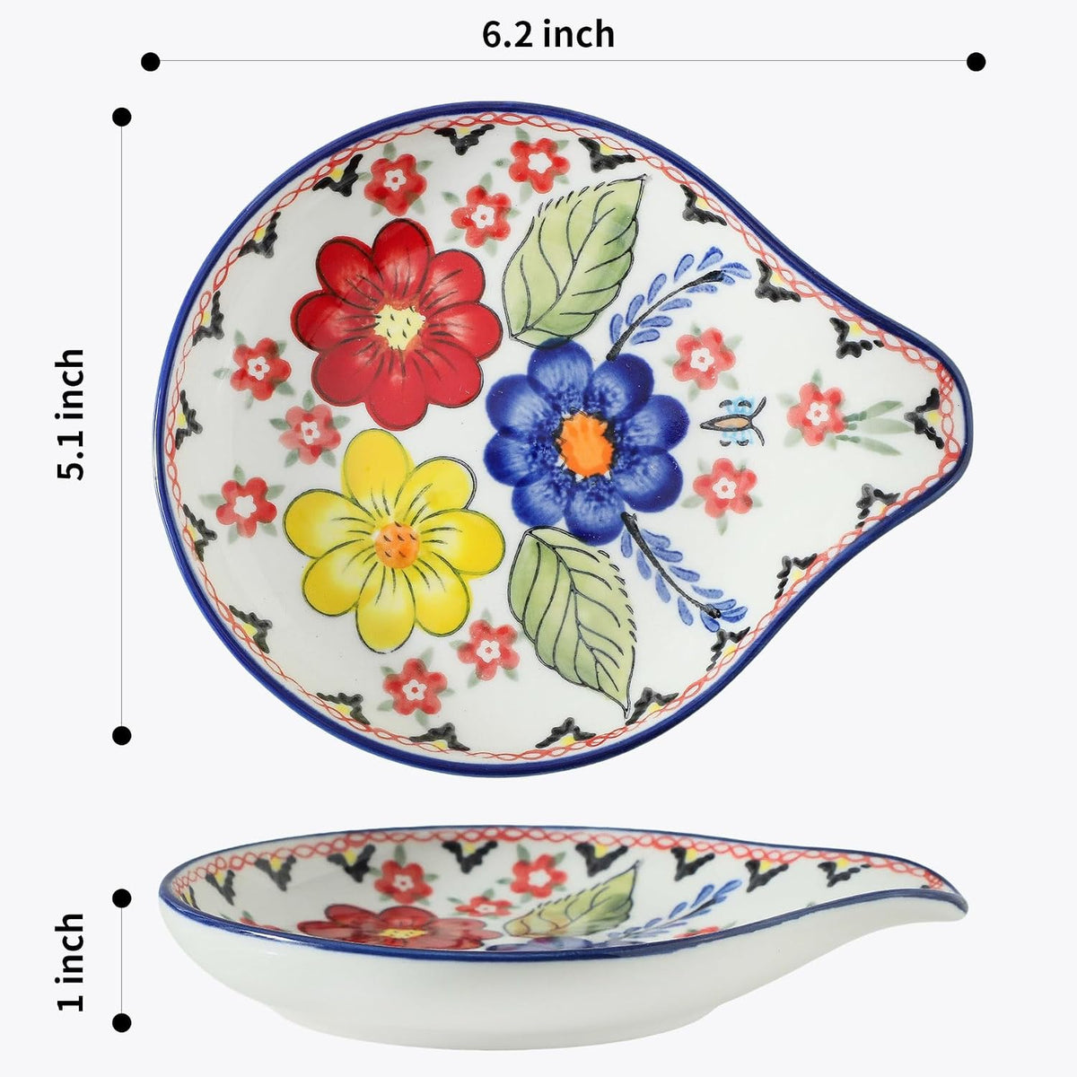 Farmhouse Ceramic Spoon Rests Holder for Kitchen Counter Stove Top (White-A1)