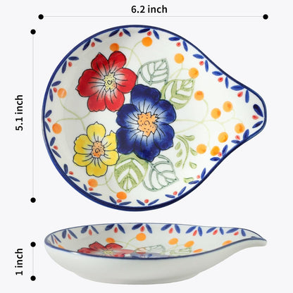 Farmhouse Ceramic Spoon Rests Holder for Kitchen Counter Stove Top (White-A1)
