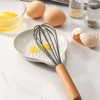 Farmhouse Ceramic Spoon Rests Holder for Kitchen Counter Stove Top (White-A1)
