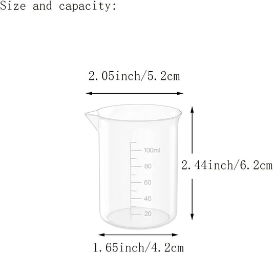 12 Pcs 3.4 Oz Transparent Experiment Measuring Cup | 100ml Plastic Beaker for Science Experiment, Measuring