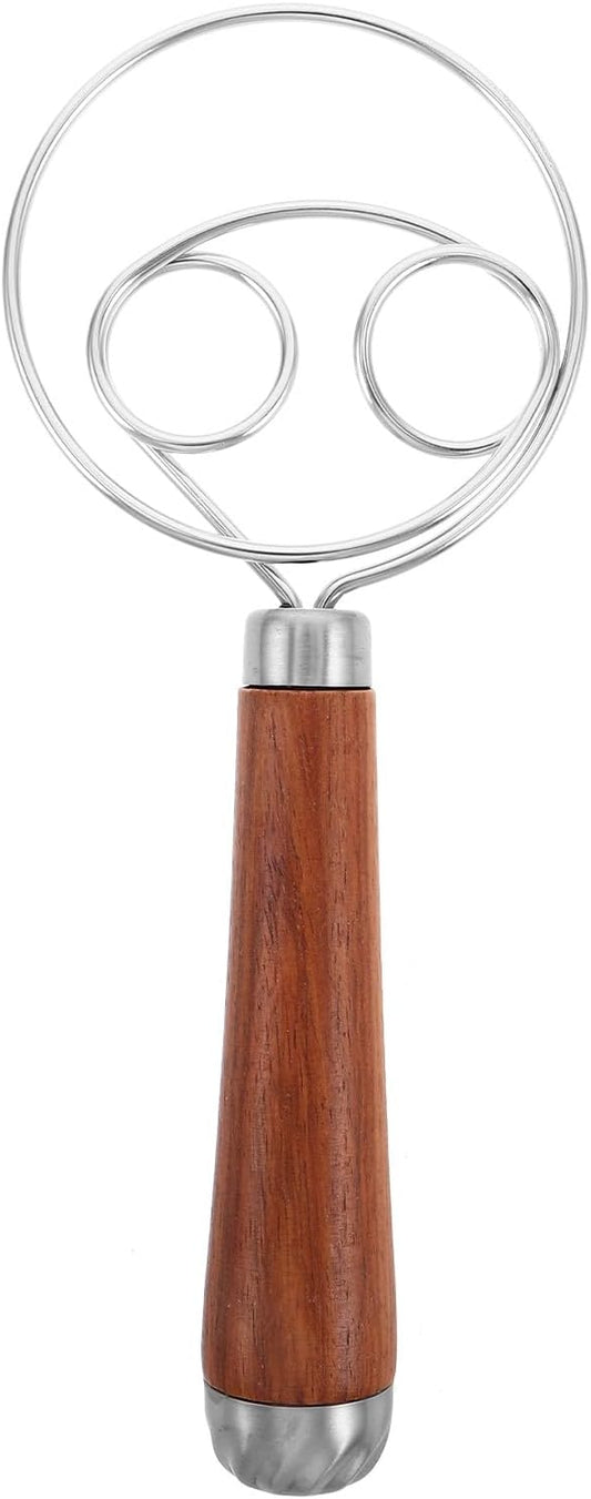 Danish Dough Whisk Stainless Steel Bread Mixing Tool with Handle Sourdough Whisk for Flour Eggs and Dough Manual Mixer for Home Kitchen Baking Parties