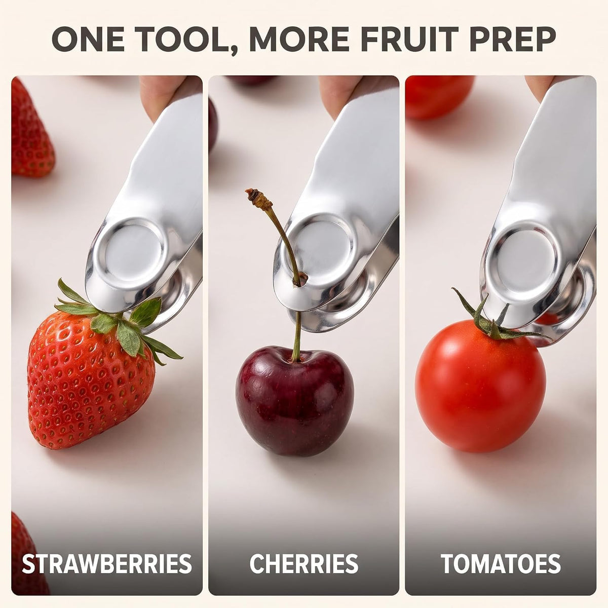 2Pcs Stainless Steel Strawberry Huller Fruit Stem Remover, Picker Leaf Peeler Tweezers Kitchen Gadgets for Strawberry Cherry Tomato Fruit Tools