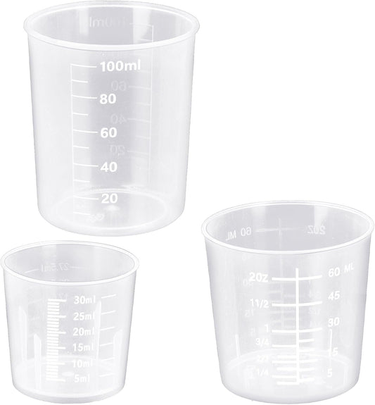3 Pack Measuring Cup Set, Includes 1/2/3.4 OZ (30/40/100ml) | Plastic Liquid Measuring Cups- Baking, Cooking, Mixing & Measuring Cups