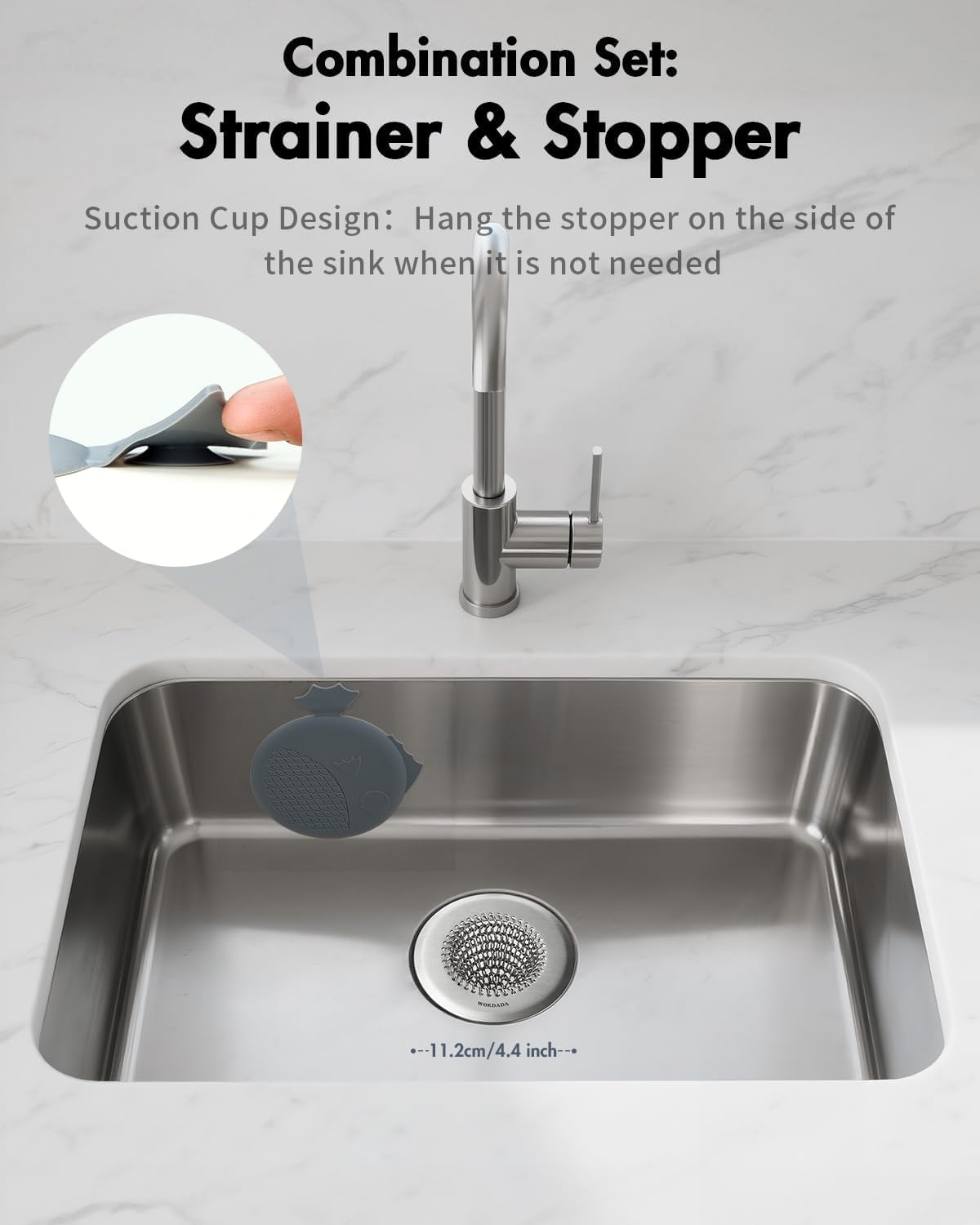 Kitchen Sink Drain Strainer,Patented Reversible Chain Mesh Basket Anti-Clog