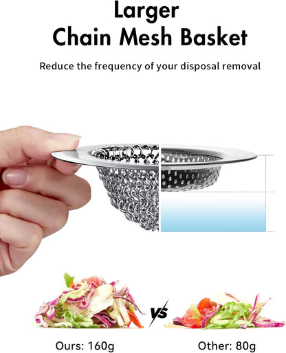 Kitchen Sink Drain Strainer,Patented Reversible Chain Mesh Basket Anti-Clog