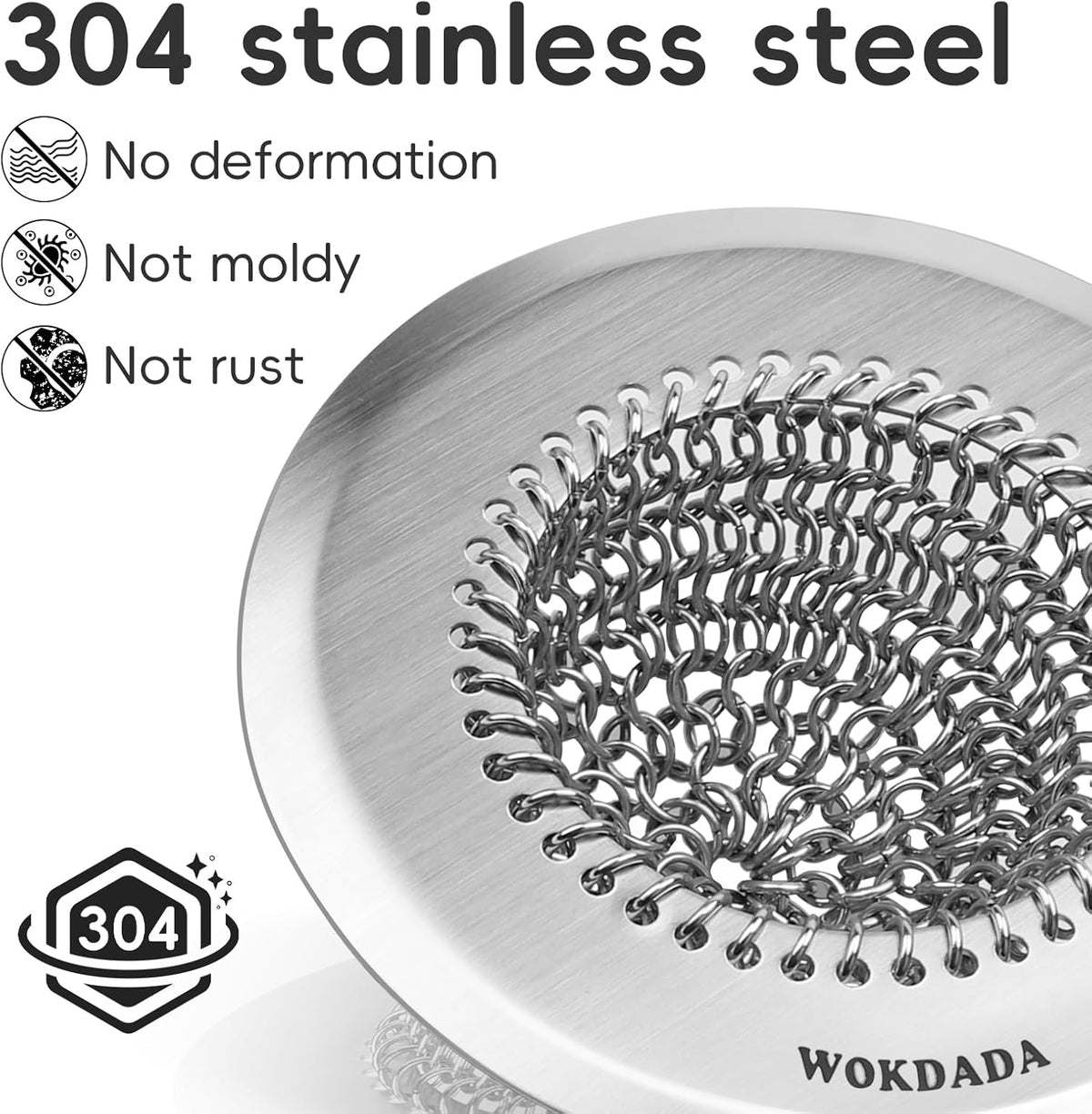 Kitchen Sink Drain Strainer,Patented Reversible Chain Mesh Basket Anti-Clog