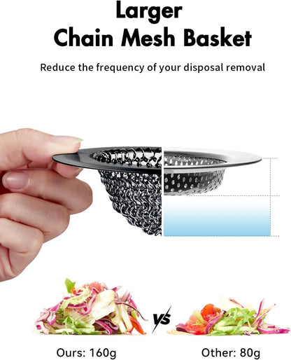 Kitchen Sink Drain Strainer,Patented Reversible Chain Mesh Basket Anti-Clog