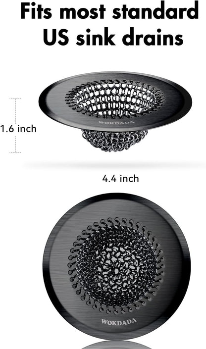 Kitchen Sink Drain Strainer,Patented Reversible Chain Mesh Basket Anti-Clog