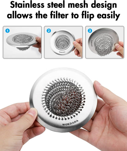 Kitchen Sink Drain Strainer,Patented Reversible Chain Mesh Basket Anti-Clog