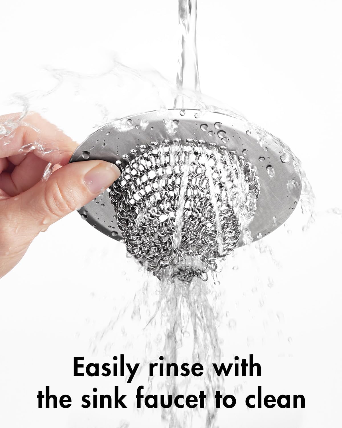 Kitchen Sink Drain Strainer,Patented Reversible Chain Mesh Basket Anti-Clog