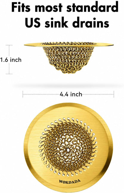 Kitchen Sink Drain Strainer,Patented Reversible Chain Mesh Basket Anti-Clog