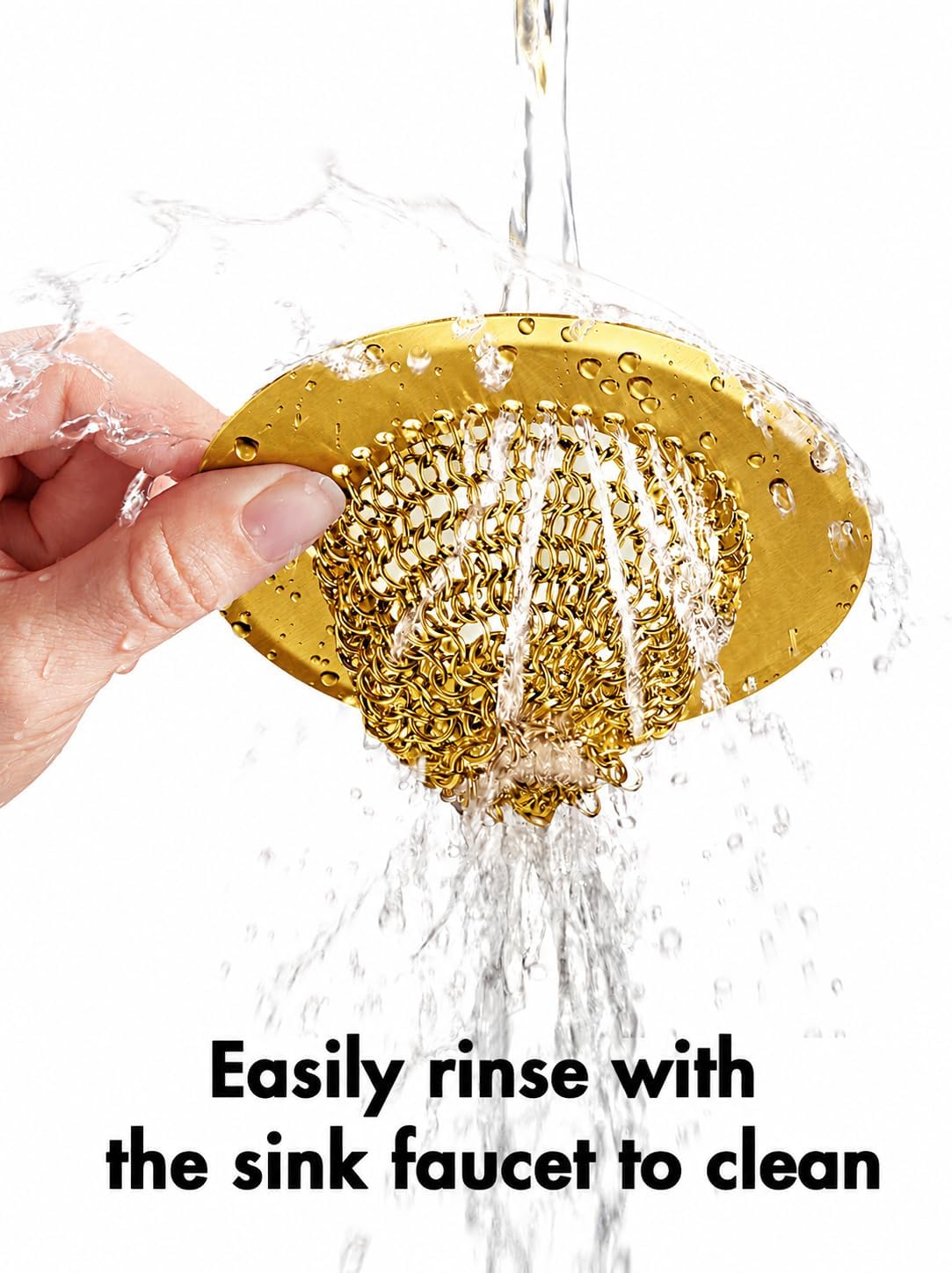 Kitchen Sink Drain Strainer,Patented Reversible Chain Mesh Basket Anti-Clog