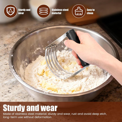 Stainless Steel Biscuit Cutter Set, Ergonomic Pastry Scraper and Dough Blender with Non Slip Grip for Biscuits Pie Cookies(style 1)