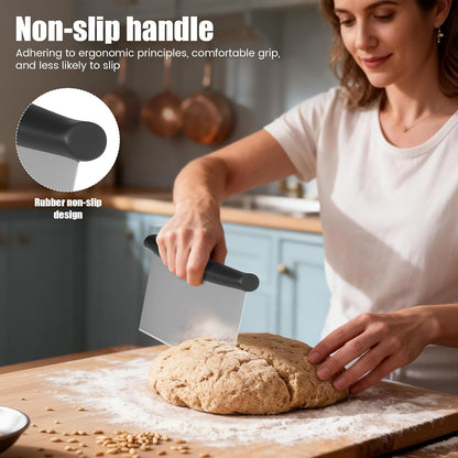 Stainless Steel Biscuit Cutter Set, Ergonomic Pastry Scraper and Dough Blender with Non Slip Grip for Biscuits Pie Cookies(style 1)