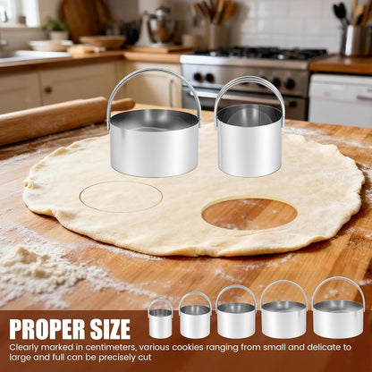 Stainless Steel Biscuit Cutter Set, Ergonomic Pastry Scraper and Dough Blender with Non Slip Grip for Biscuits Pie Cookies(style 1)