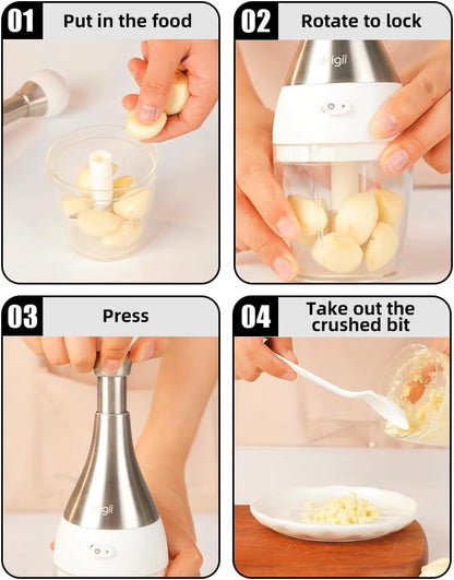 Garlic Press,Onion vegetable chopper,Food Chopper,Garlic Mincer, for Ginger, Chili, Nuts - Chop into Minced, Dishwasher Safe