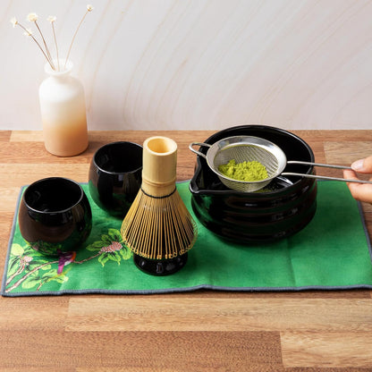 Whisk Set- Matcha Set includes Matcha Whisk and Bowl (Bowl with Spout), Sifter, Holder and Scoop- The Perfect Bamboo Whisk for Matcha Tea (Molted Green)