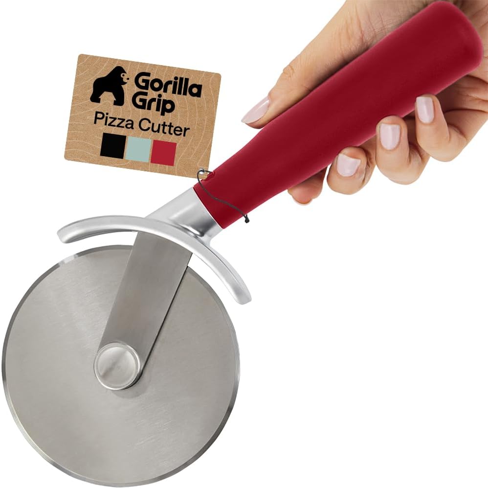 Patented BPA-Free Large Pizza Cutter Wheel, 9 Inch, Extra Sharp Stainless Steel Blade, Slip Resistant Handle with Thumb Guard Protection, Slice Thick or Thin Pizzas, Pie, Pastries, Black