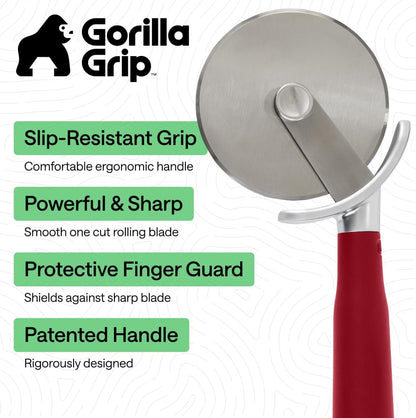 Patented BPA-Free Large Pizza Cutter Wheel, 9 Inch, Extra Sharp Stainless Steel Blade, Slip Resistant Handle with Thumb Guard Protection, Slice Thick or Thin Pizzas, Pie, Pastries, Black