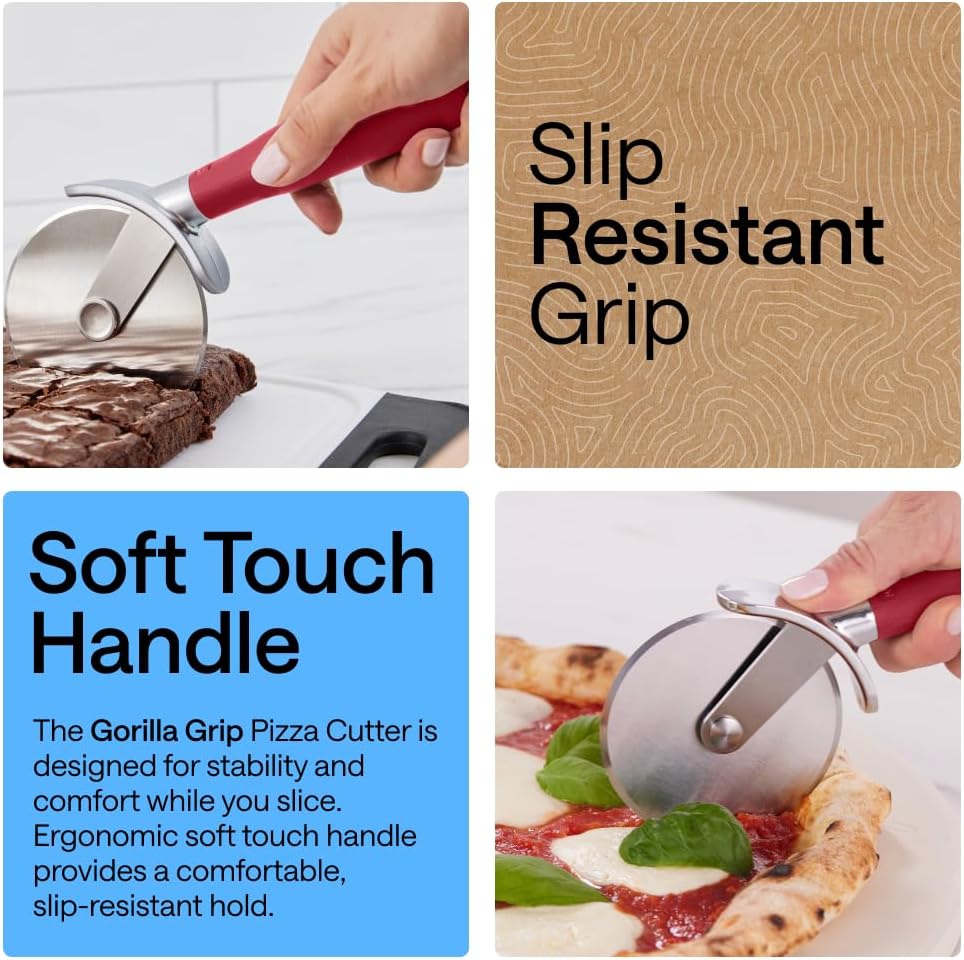 Patented BPA-Free Large Pizza Cutter Wheel, 9 Inch, Extra Sharp Stainless Steel Blade, Slip Resistant Handle with Thumb Guard Protection, Slice Thick or Thin Pizzas, Pie, Pastries, Black