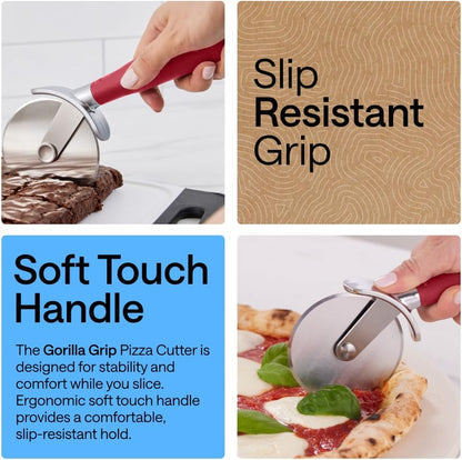 Patented BPA-Free Large Pizza Cutter Wheel, 9 Inch, Extra Sharp Stainless Steel Blade, Slip Resistant Handle with Thumb Guard Protection, Slice Thick or Thin Pizzas, Pie, Pastries, Black