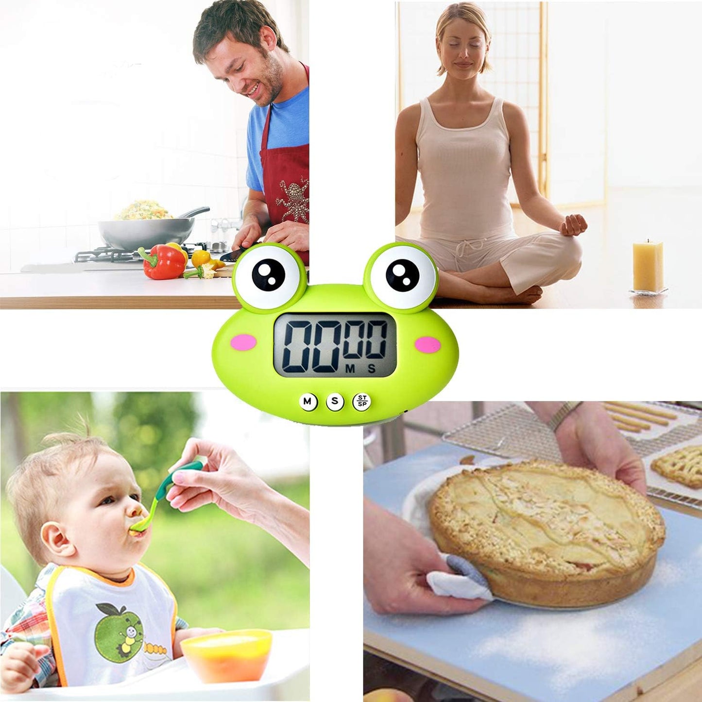 Kitchen Timer, Cute Cartoon Animal Countdown, Digital Cooking Timer with Magnetic, LCD Large-Screen Visual Clock, Hangable Alarm Clock with Stand，for Cooking Bake Sport Game (Timer-XG)