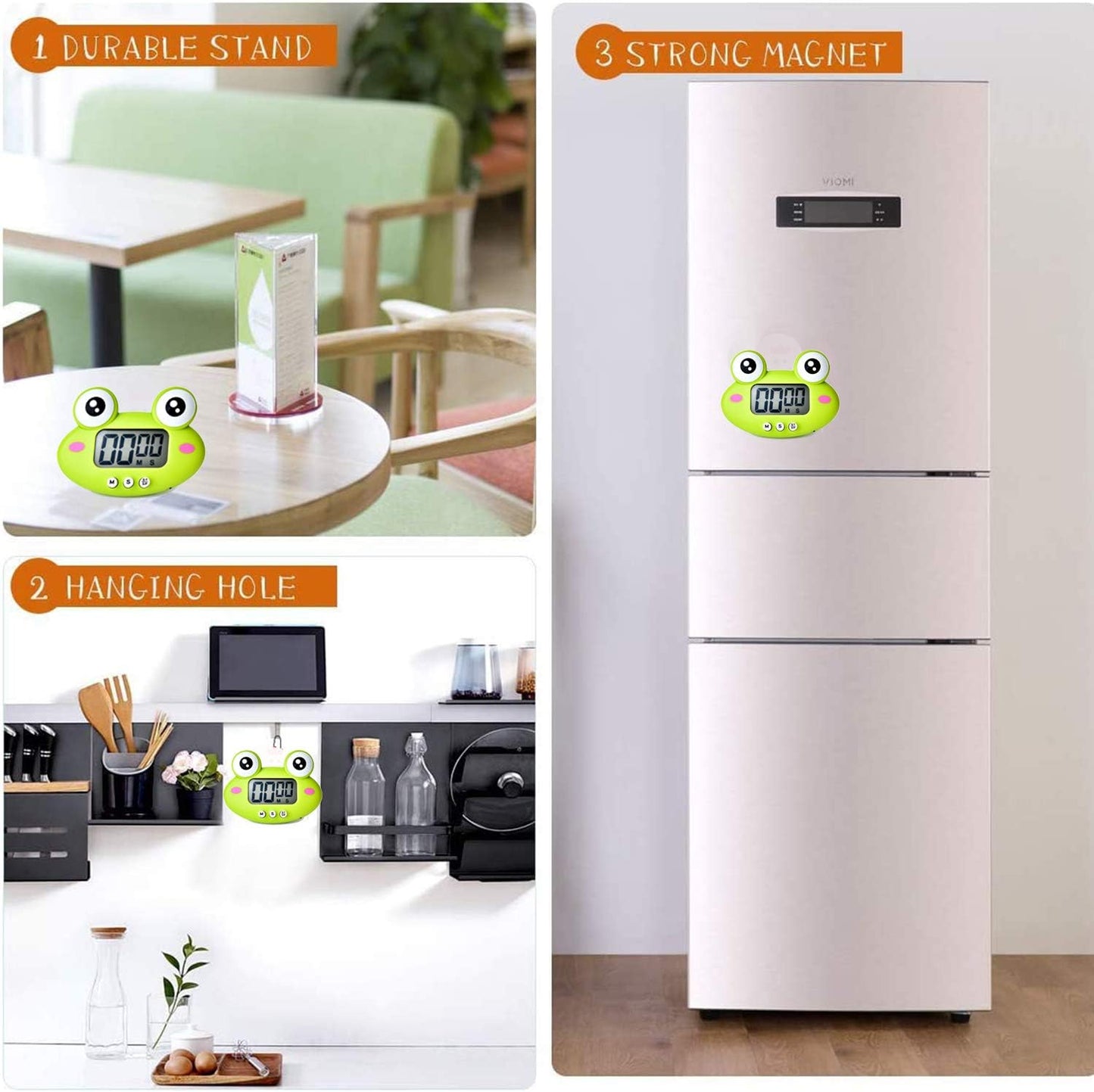 Kitchen Timer, Cute Cartoon Animal Countdown, Digital Cooking Timer with Magnetic, LCD Large-Screen Visual Clock, Hangable Alarm Clock with Stand，for Cooking Bake Sport Game (Timer-XG)