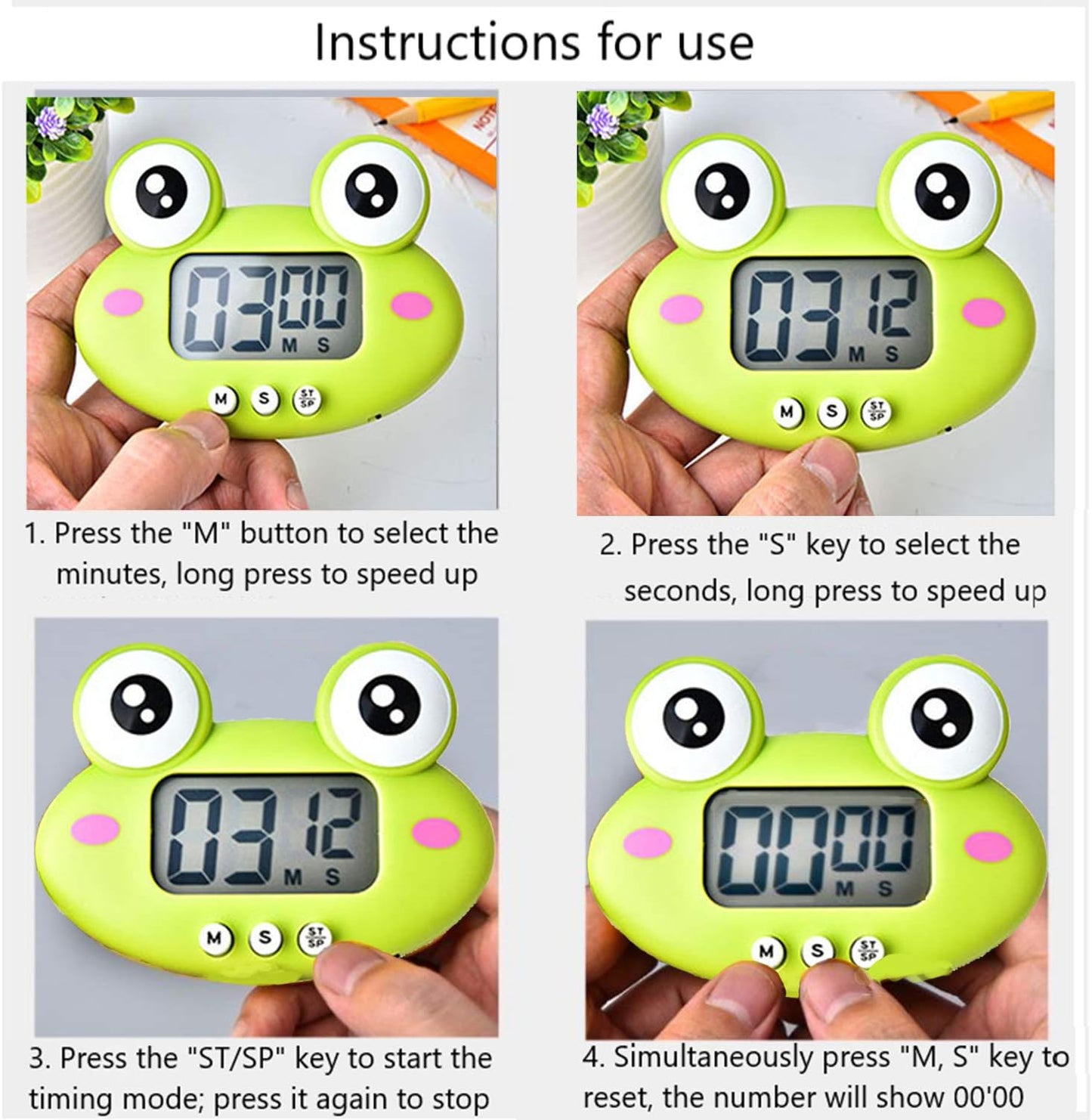 Kitchen Timer, Cute Cartoon Animal Countdown, Digital Cooking Timer with Magnetic, LCD Large-Screen Visual Clock, Hangable Alarm Clock with Stand，for Cooking Bake Sport Game (Timer-XG)