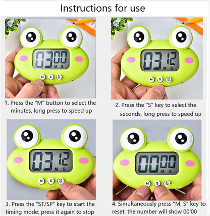 Kitchen Timer, Cute Cartoon Animal Countdown, Digital Cooking Timer with Magnetic, LCD Large-Screen Visual Clock, Hangable Alarm Clock with Stand，for Cooking Bake Sport Game (Timer-XG)