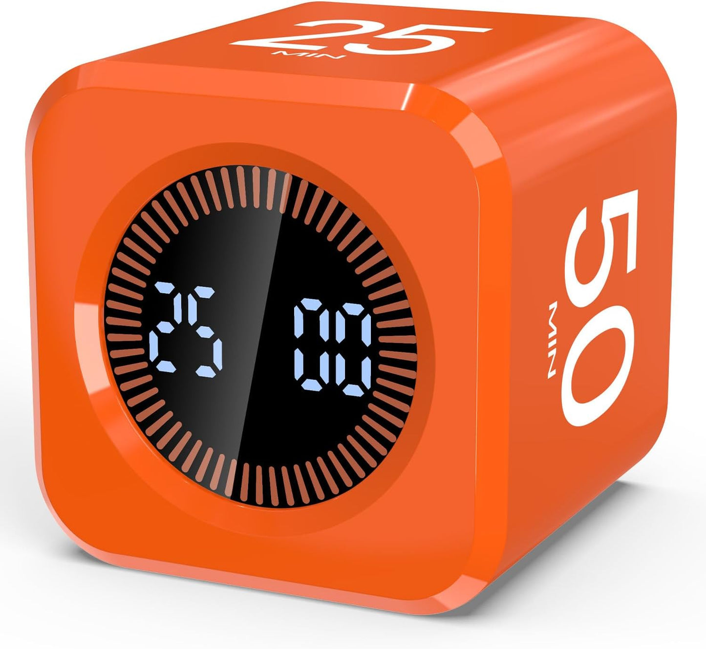 Digital Pomodoro Timer Cube 5/10/25/50min Preset, Silent & Sound Alarm | Visual Productivity Flip Timer for Kids Classroom Desk, Custom Countdown, Gravity Sensor, for ADHD Study Work Game Kitchen