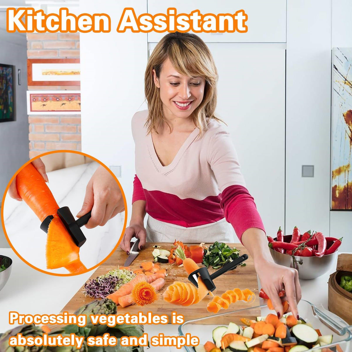 2 Pack Carrot Peeler Carrot Curler Black Carrot Spiral Shred Slicer Root Vegetables Fruits Slicer Sharpener Garnishing Tool