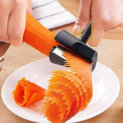 2 Pack Carrot Peeler Carrot Curler Black Carrot Spiral Shred Slicer Root Vegetables Fruits Slicer Sharpener Garnishing Tool
