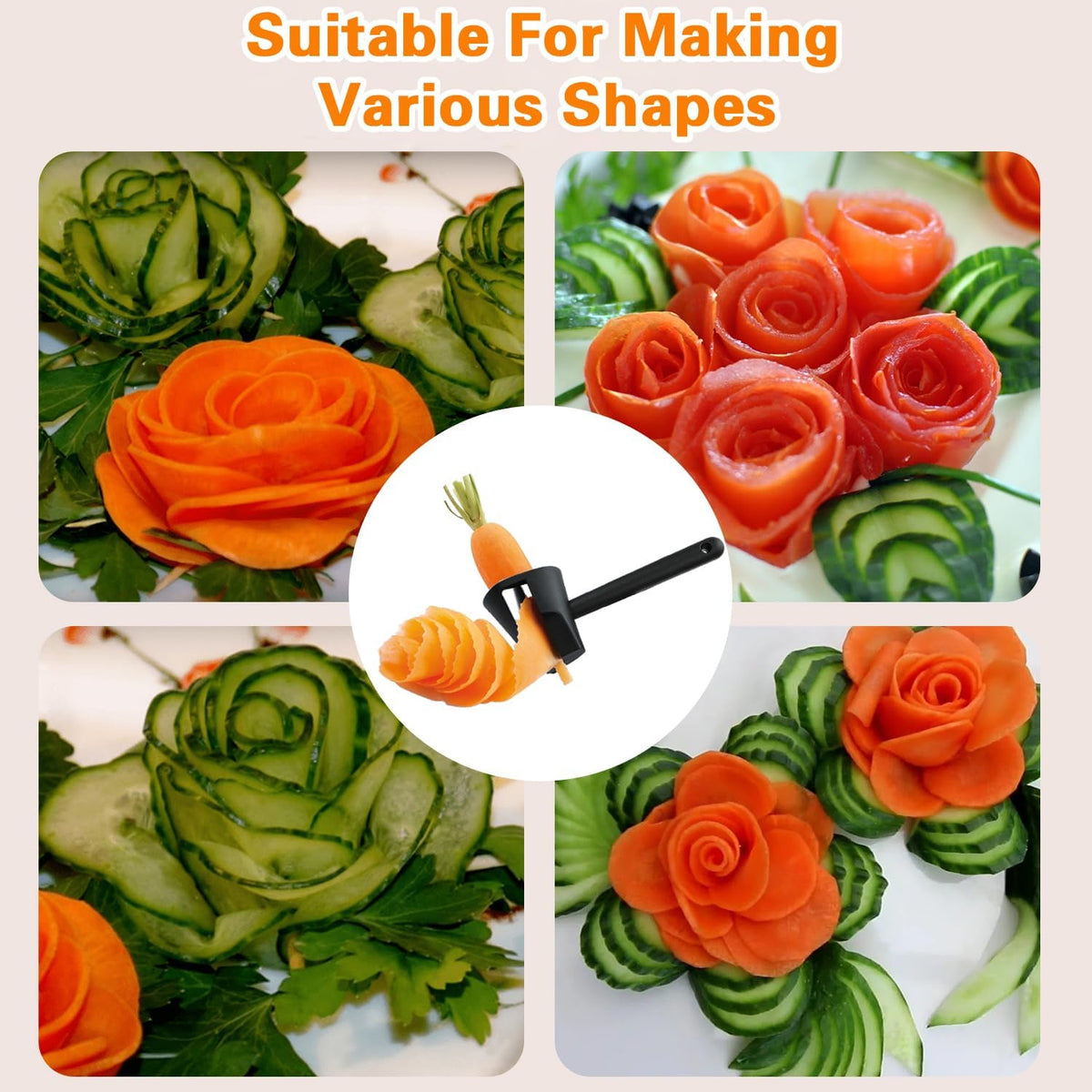 2 Pack Carrot Peeler Carrot Curler Black Carrot Spiral Shred Slicer Root Vegetables Fruits Slicer Sharpener Garnishing Tool