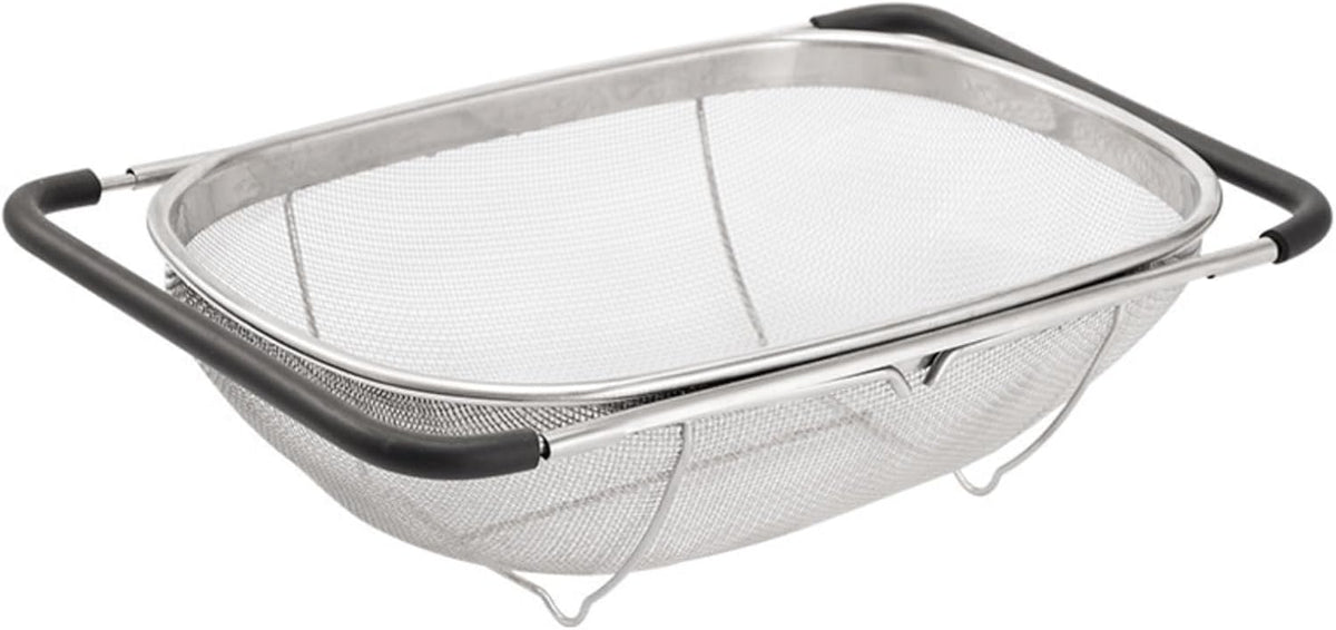 4qt Stainless Steel Oval Strainer Basket Colander, Over The Sink Fine Mesh Expandable, Colander For Kitchen Sink, Vegetables, Strain, Drain, Rinse Fruits (4 Quart Strainer Basket)