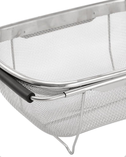 4qt Stainless Steel Oval Strainer Basket Colander, Over The Sink Fine Mesh Expandable, Colander For Kitchen Sink, Vegetables, Strain, Drain, Rinse Fruits (4 Quart Strainer Basket)